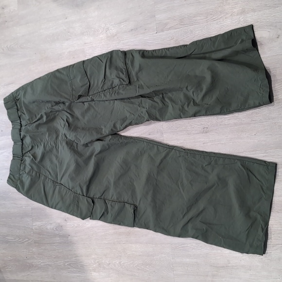 HALARA MidRise Button Zipper Side Pocket Wide Leg Casual Cargo Pants Green Large - Picture 6 of 6